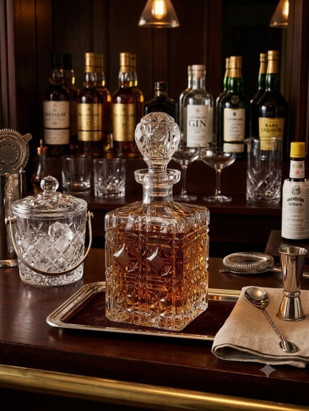 Vintage MCM Crystal Liquor Decanter with Original Stopper